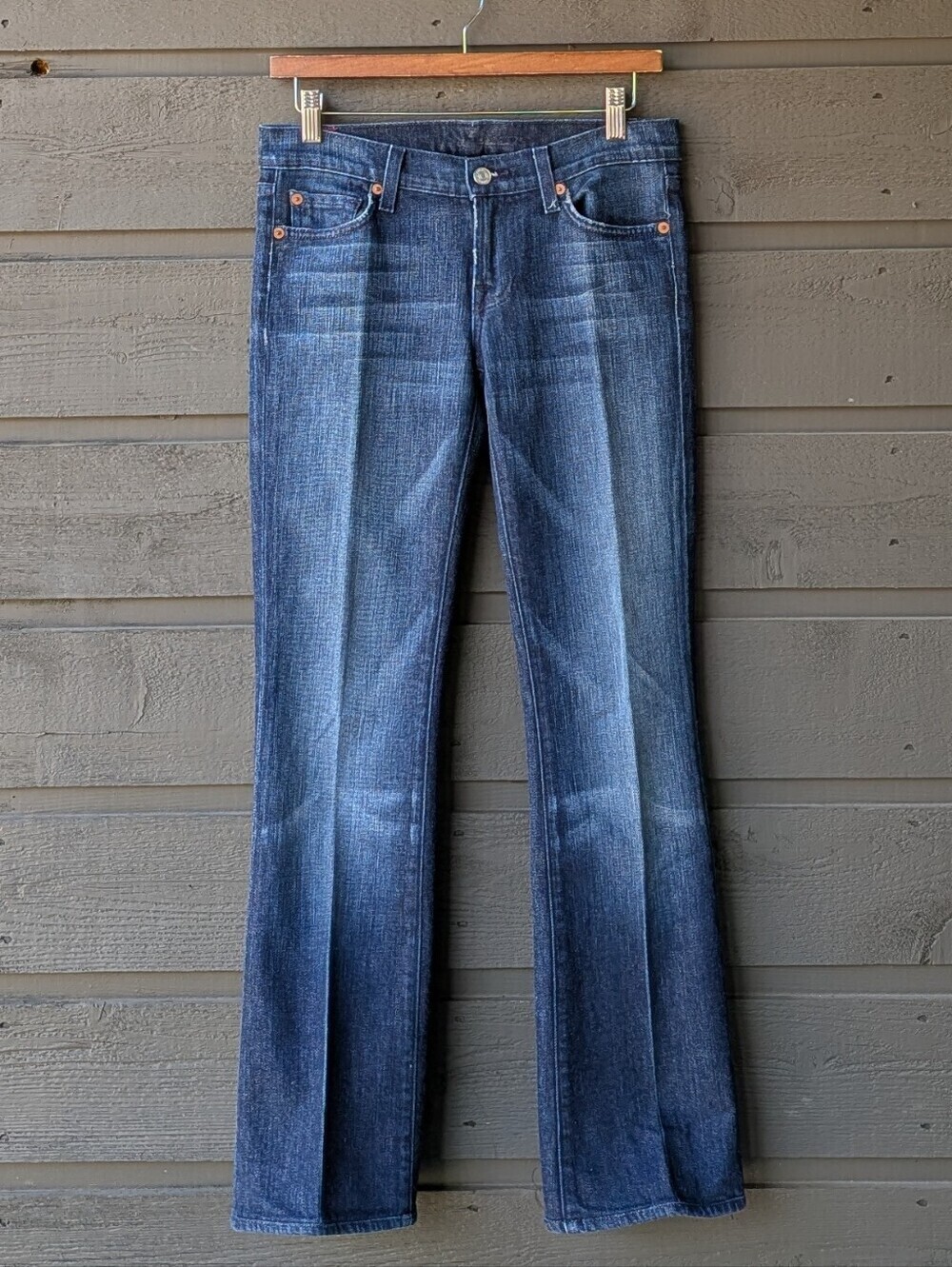 7FAM Y2K Low Rise Bootcut Blue Jeans Dark Wash Size 25 Vintage